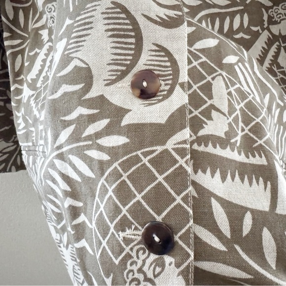 Esprit Linen Blazer Jacket Vintage Italy Fisherman Tropical Safari Green M - Picture 8 of 10